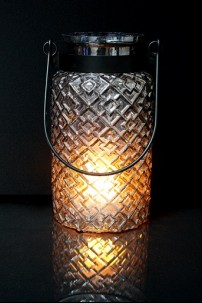  OUT OF STOCK  12"H METAL GLASS LANTERN  [201469]